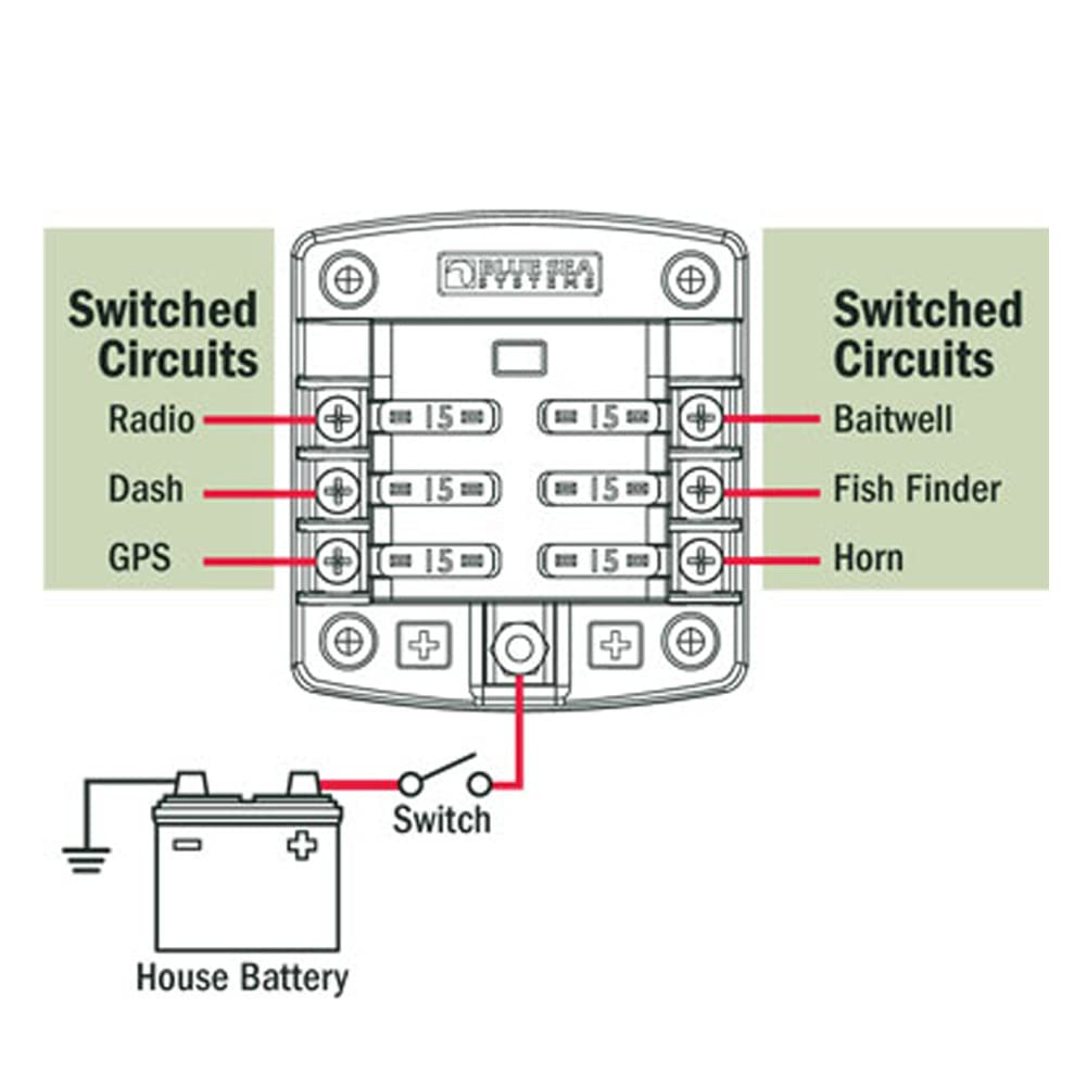 Blue Sea Systems 5033 St Blade Fuse Block 6 Circuit
