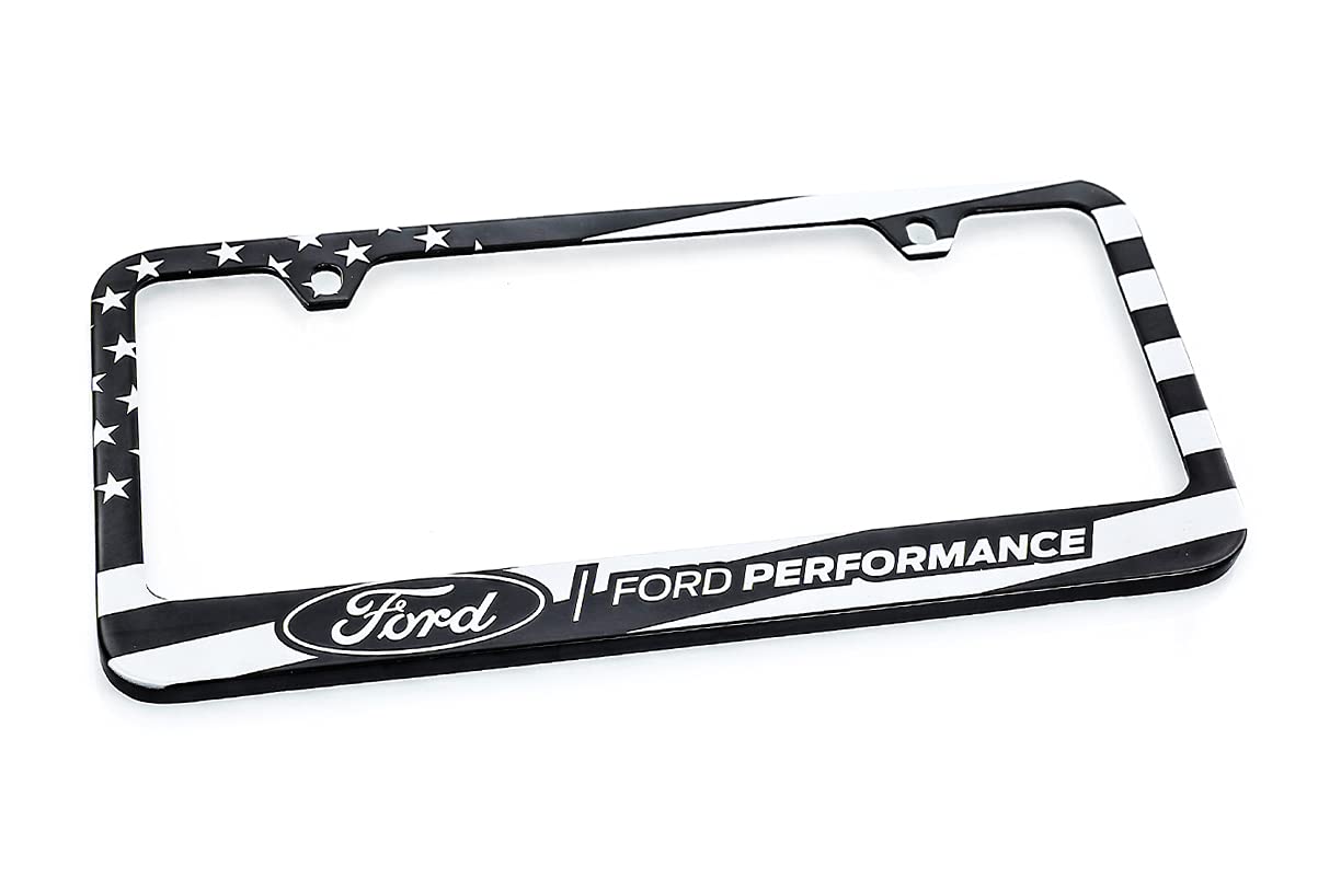 Ford Performance American Flag Patriotic Black Uv Printed Metal License Plate Frame