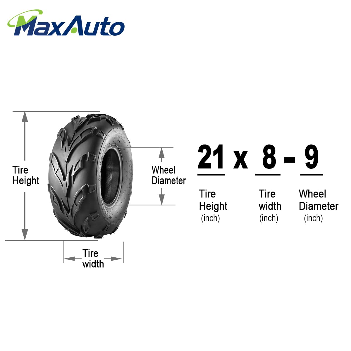 Maxauto 21X8-9 Atv Tires At21X8X9 Sport Quad Tires,4 Pr Tubeless All Terrain Utv Tubeless Tire, 2 Pack