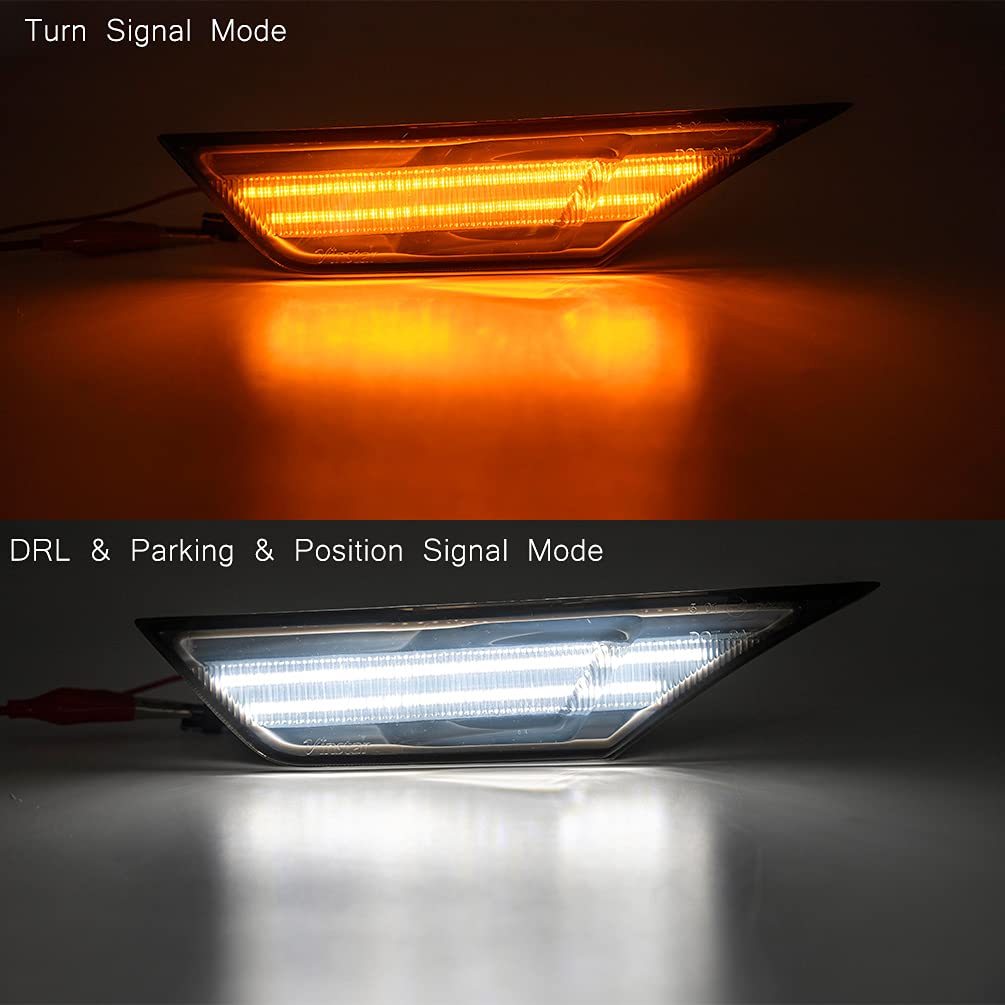 Civic Led Side Marker Lights For 2016-2021 Honda Civic Sedan Coupe Hatchback Smoked Lens Sidemarker Amber Led Turn Signal/White