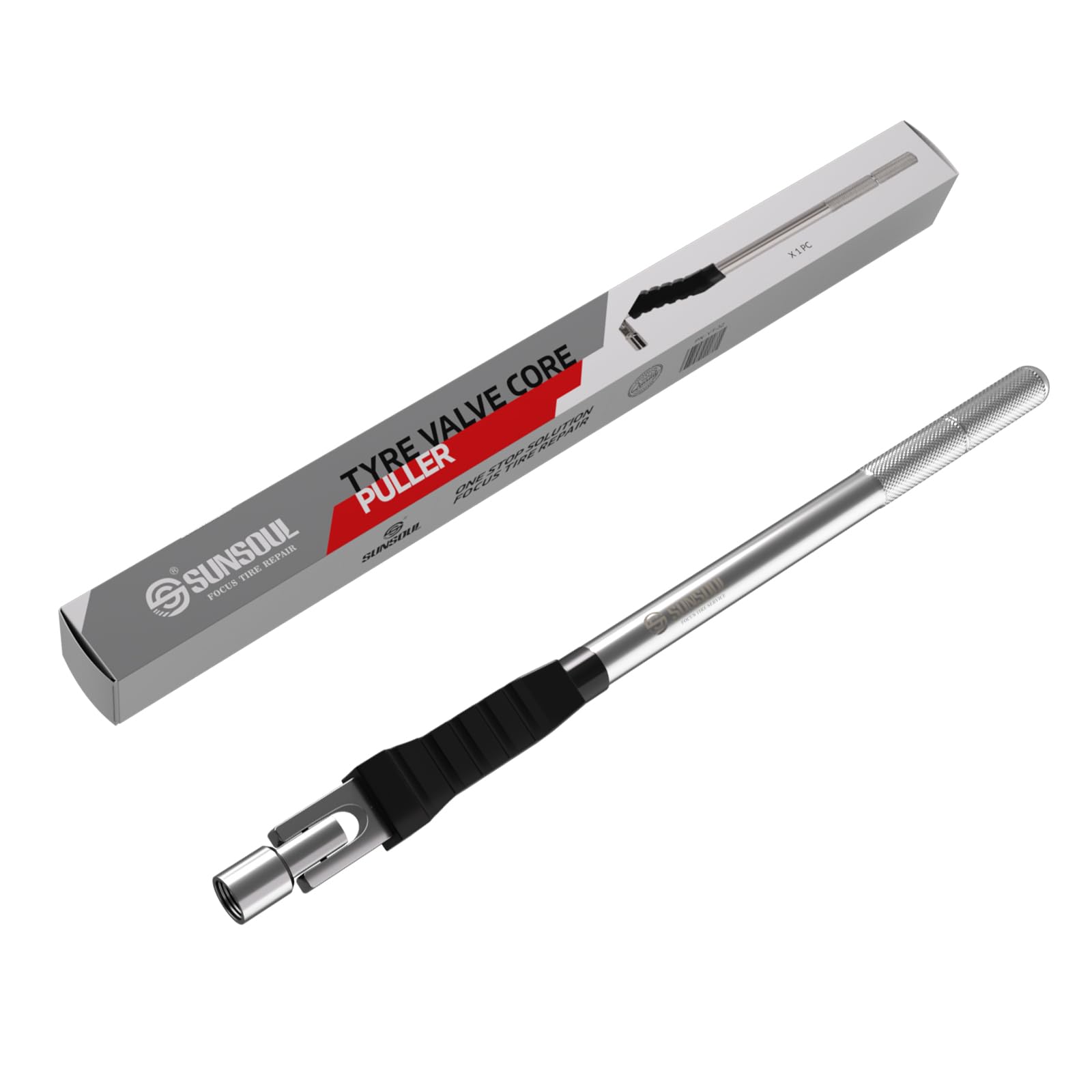 Sunsoul Tire Valve Stem Puller, Installer With Rubber Boot, Tire Valve Stem Removal Tool