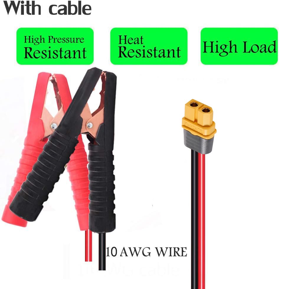 Yetor 10Awg Alligator Clips,Xt60 Quick Release Adapter To Alligator Clips With 2Ft,Battery Alligator Clips Clamp To Xt60 Extensi