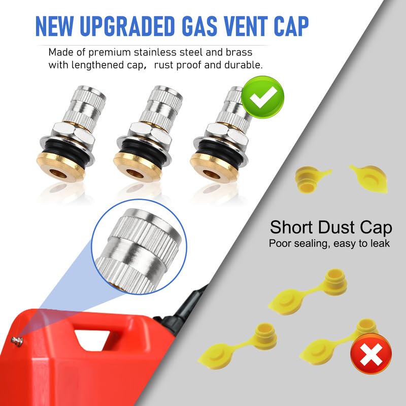 Taotazon Gas Can Vent Caps, 12 Pack Fuel Tank Exhaust Caps, Metal Replacement Plug For Faster Flow, Leak-Proof Jug Vents