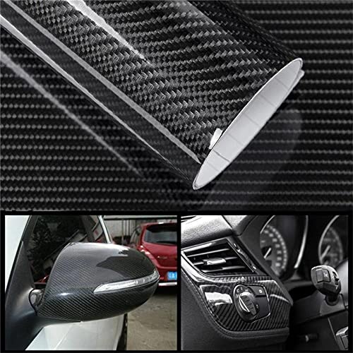 RockRose 7D Super Glossy Black Carbon Fiber Vinyl Wrap - Anti-Wrinkle, Air Release Automotive Wrap Vinyl - DIY Decals Self Adhes