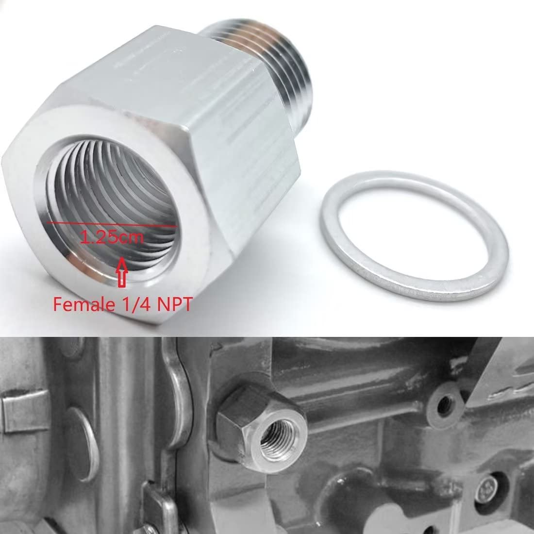 Ls Engine Swap M16 1.5 Adapter To 1/4 Npt Oil Pressure Sensor Ls1 Lm7 Lr4 Lq4 Ls6 L59 Lq9 Lm4 L33 Ls2 Lh6 L92 L76 Ly2 Ly5 Ly6 Lc9 Lfa Lh8 Lmg Ls3 L98 L9H L20 L94 Lz1 L99 L96 Lc8 L77