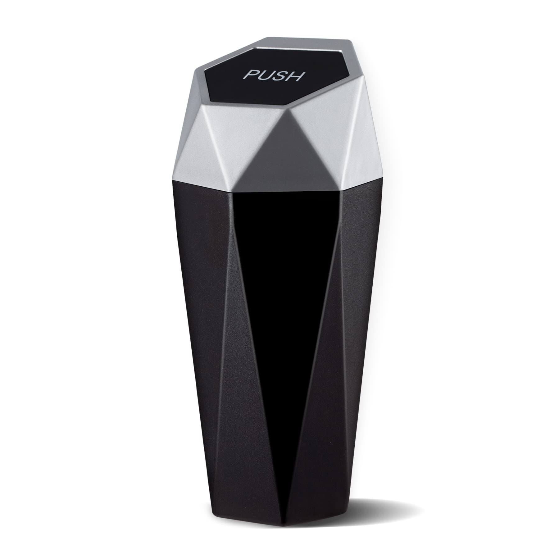 Justtop Car Trash Can With Lid, Diamond Design Small Automatic Portable Trash Can, Easy To Clean, Used In Car Home Office (Silve