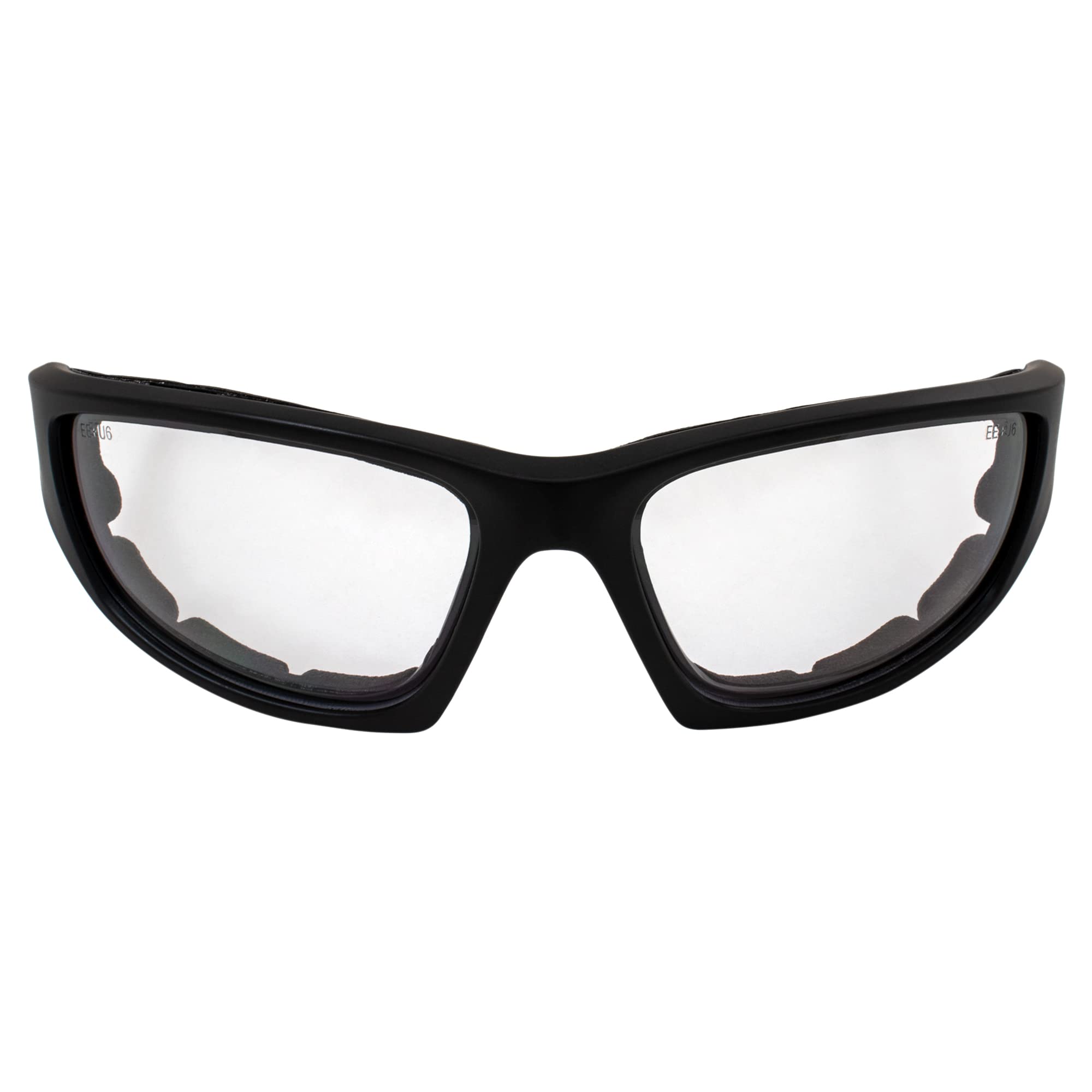 Epoch Eyewear Foam-3 Padded Motorcycle Sunglasses 2 Pair Black Frames With Smoke Lens & Clear Lenses