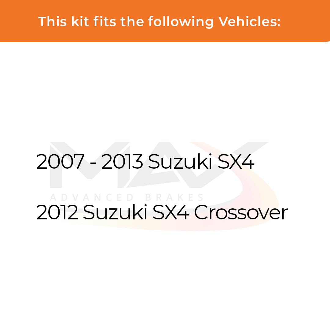 Max Advanced Brakes Front & Rear Brake Kit For 2007 2008 2009 2010 2011 2012 2013 Suzuki Sx4 2012 Sx4 Crossover Replacement Premium Oe Disc Brake Rotors And Ceramic Brake Pads