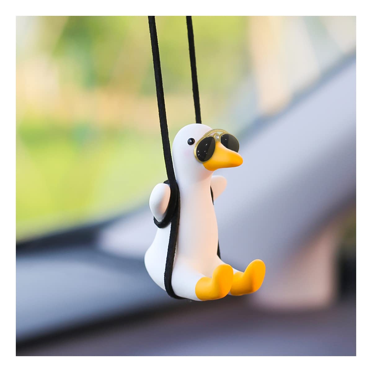 Swinging Sunglasses Duck Car Hanging Ornament, Super Cute Auto Decoration Accessories for Rear View Mirror, Swing Duck Pendant G