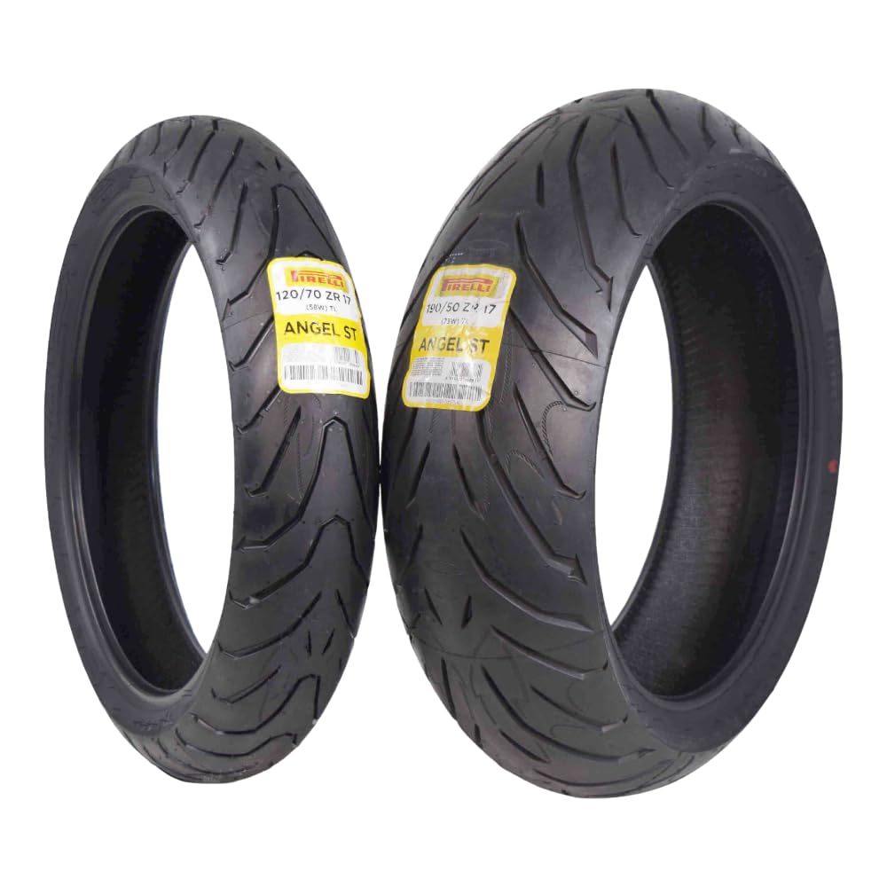 Pirelli Angel St Motorcycle Tire Set - High Performance, Durable, And Reliable Front (120/70Zr-17 58W) And Rear (190/50Zr17 73W)