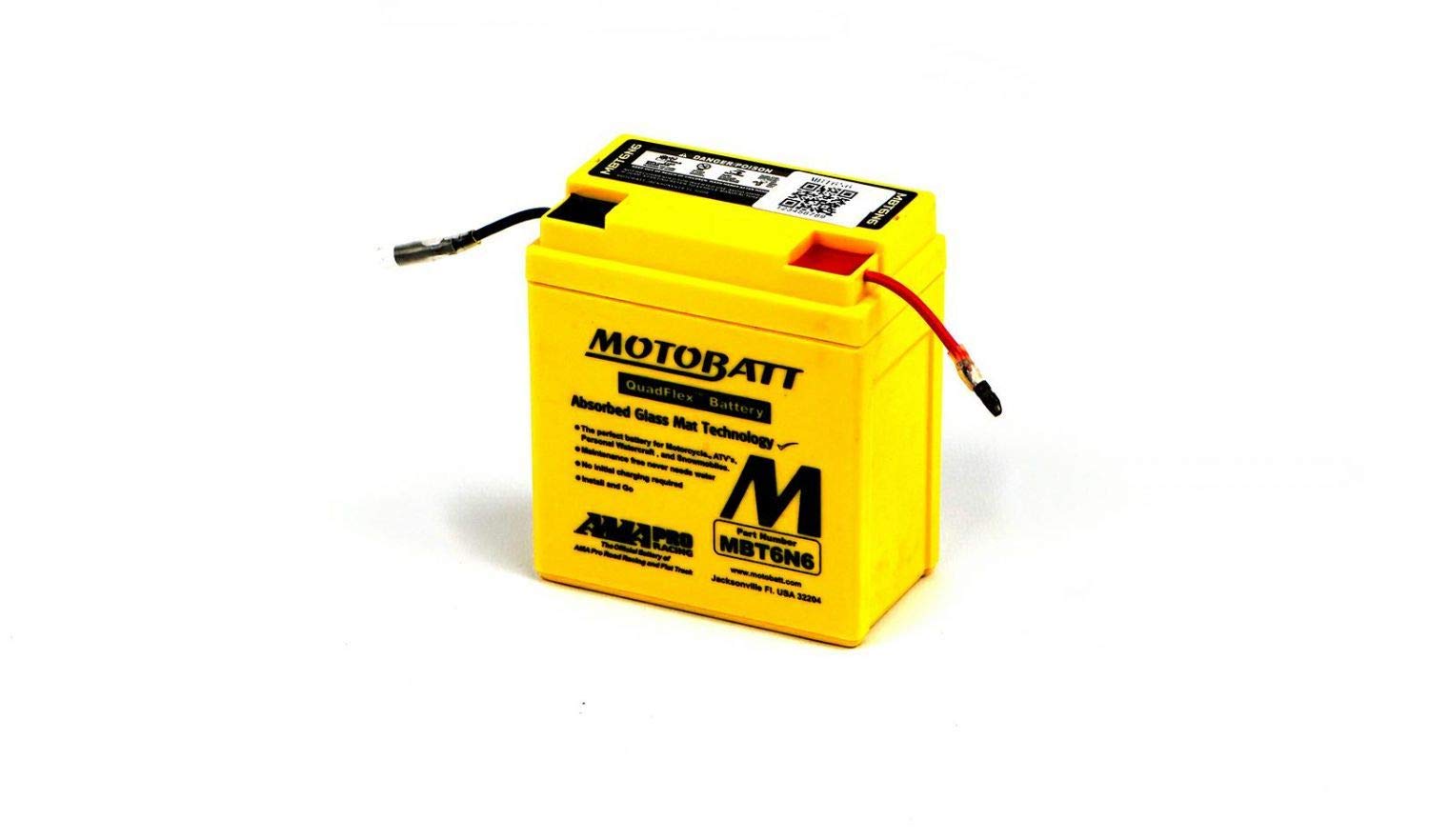 MotoBatt MBT6N6 (6V 6 Amp) Factory Activated Maintenance Free QuadFlex AGM Battery