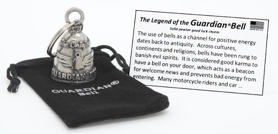 Guardian Bell Kraken Good Luck Bell W/Keyring & Black Velvet Gift Bag | Motorcycle Bell | Lead-Free Pewter | Good Luck Gift To F