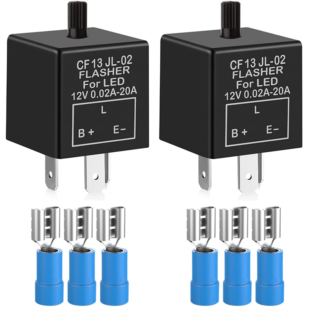 Gebildet 2 Pieces 12V 3 Pin Electronic Led Flasher Relay 0.1W-150W C/M Motorcycle Turn Signal Adjustable Flasher Cf-13Kt, Comes