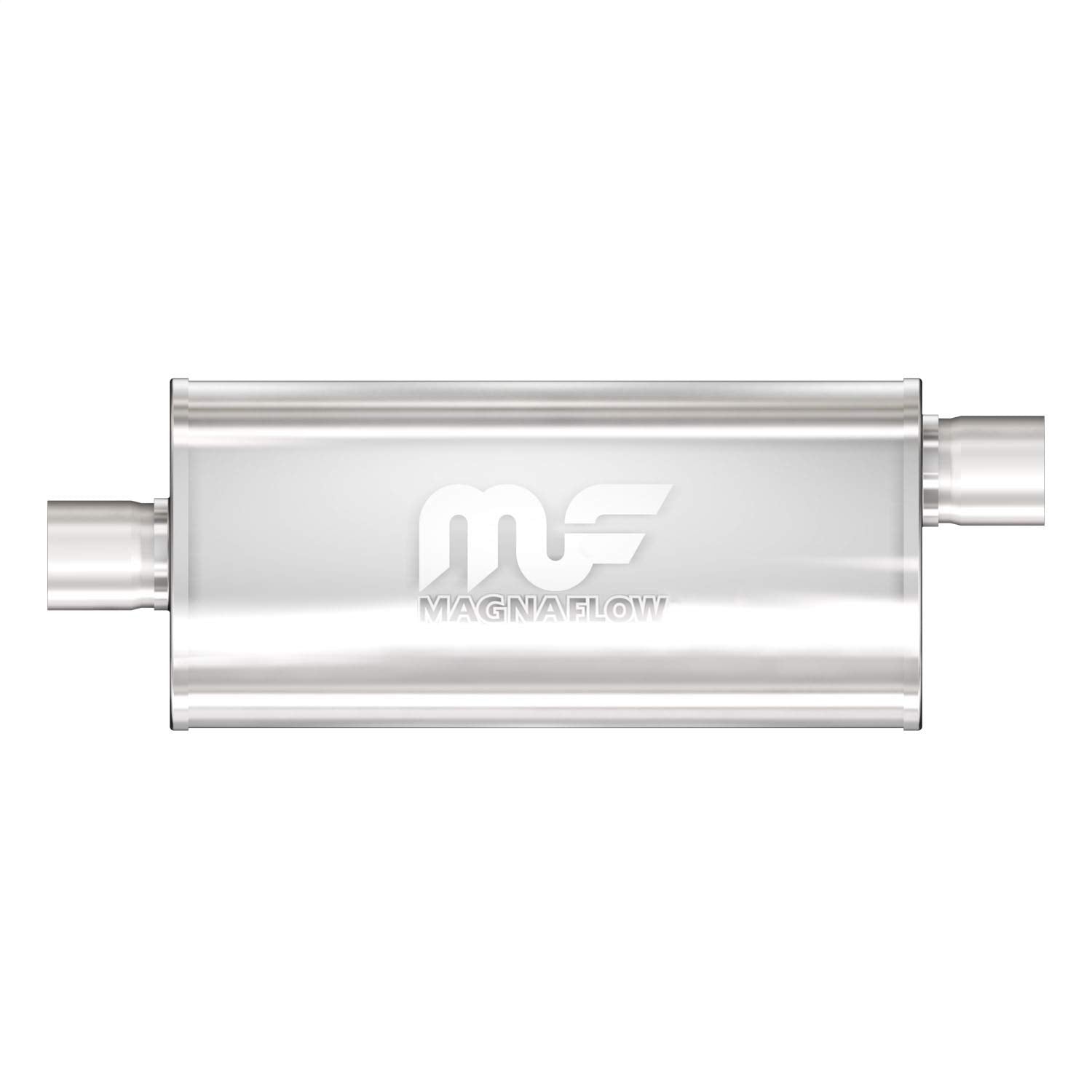 MagnaFlow Performance Exhaust Muffler 12229: 3''/3'' Inlet/Outlet, 5x8x14'' Oval, Stainless Steel, Satin Finish