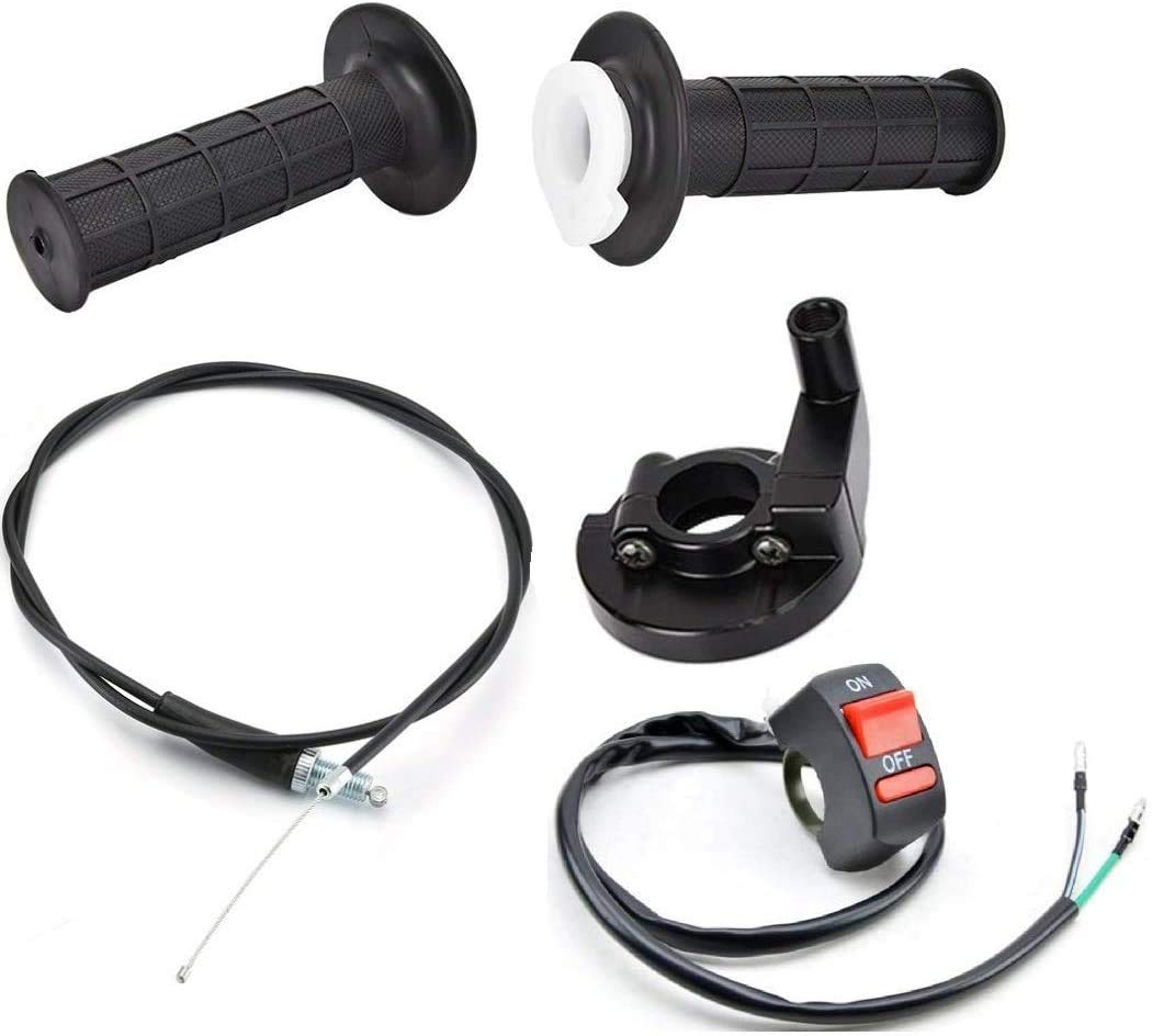 Calu Luky 22Mm Twist Throttle Accelerator Handle Grips, 50 90 110 125Cc Pit Bike Dirtbike (Handle Grip + Cable + Throttle Clamp
