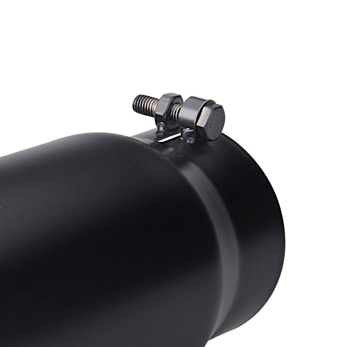 LCGP 4'' to 5'' Diesel Exhaust Tip, 12'' Overall Length Bolt On Design Truck Tail Tip, Black Powder Coated,Rolled Angle Cut Desi