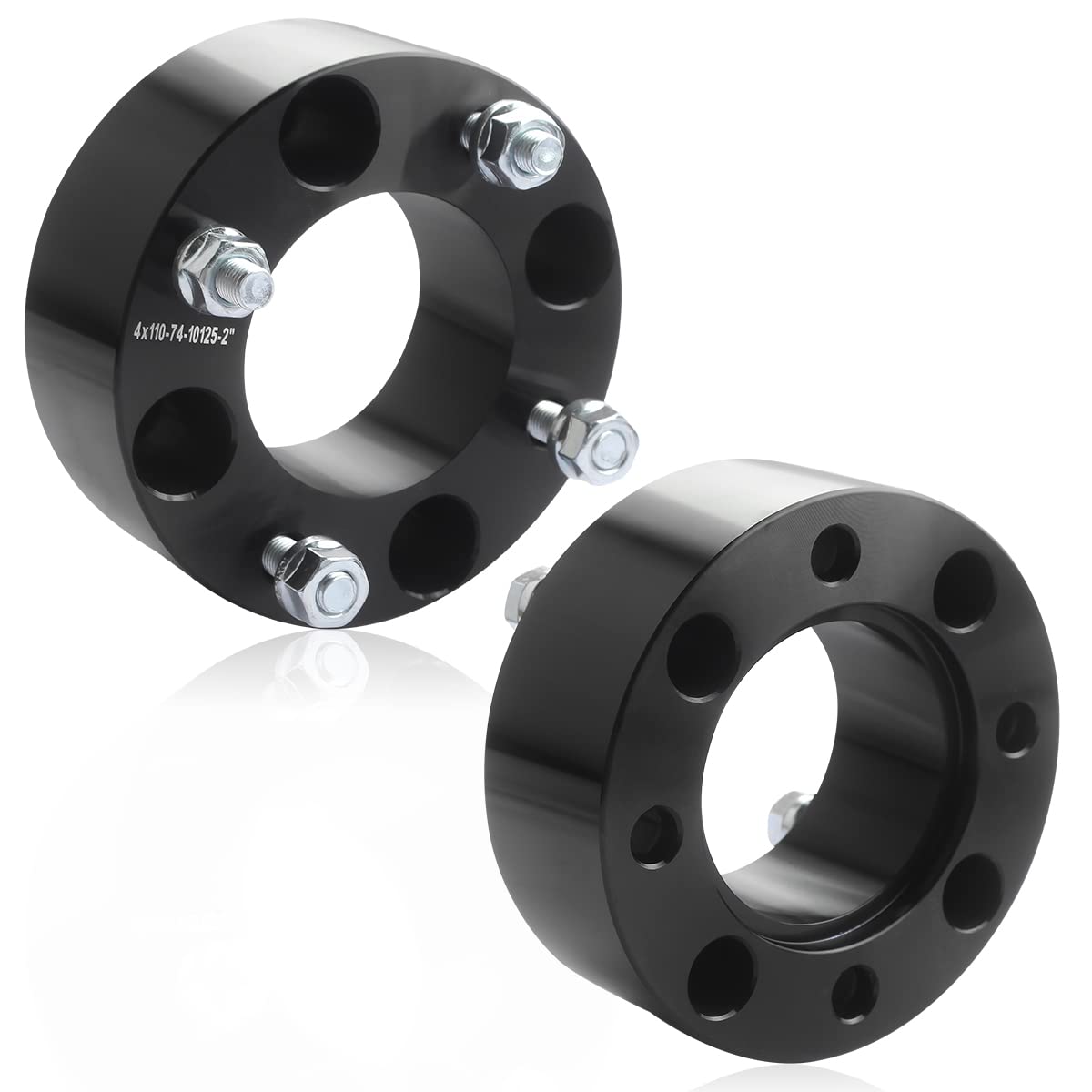 Gasupply Atv 4X110 Wheel Spacers 2 Inch, Black Atv Wheel Adapters Spacers 74Mm Hub Bore 10  1.25 Studs, Compatible With Honda, S