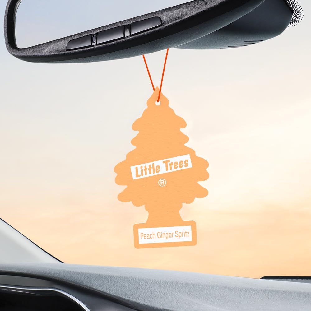 Little Trees Car Air Freshener | Hanging Tree Provides Long Lasting Scent For Auto Or Home | Peach Ginger Spritz, 24 Air Freshen