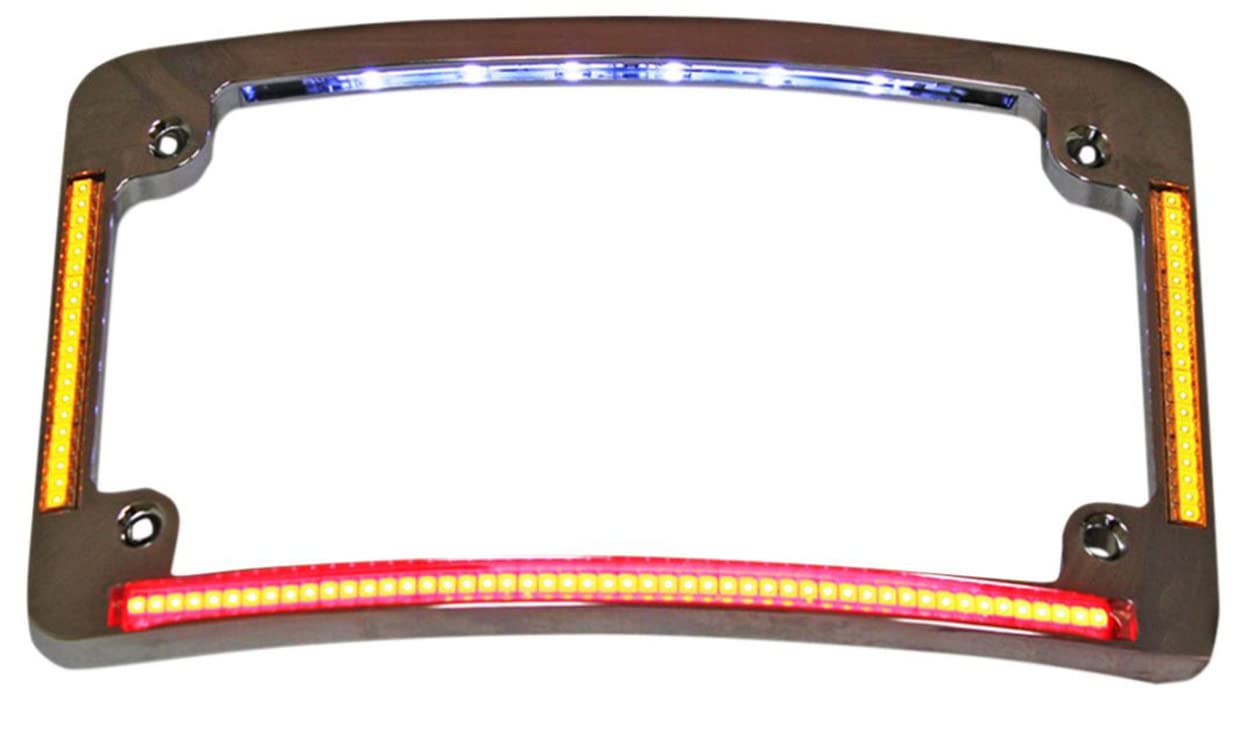 Custom Dynamics TF05-C License Plate Frame (Chrome Quad Radius All-In-One with Integrated Plate Light, Turn-Signals, and Brake L