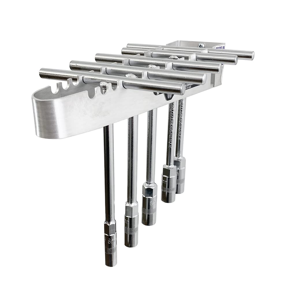 Pit Posse PP272 T Handle Rack Holder Tool Box Mount Aluminum Organizer - Made in USA - Enclosed Trailer, Garage, Automotive Shop