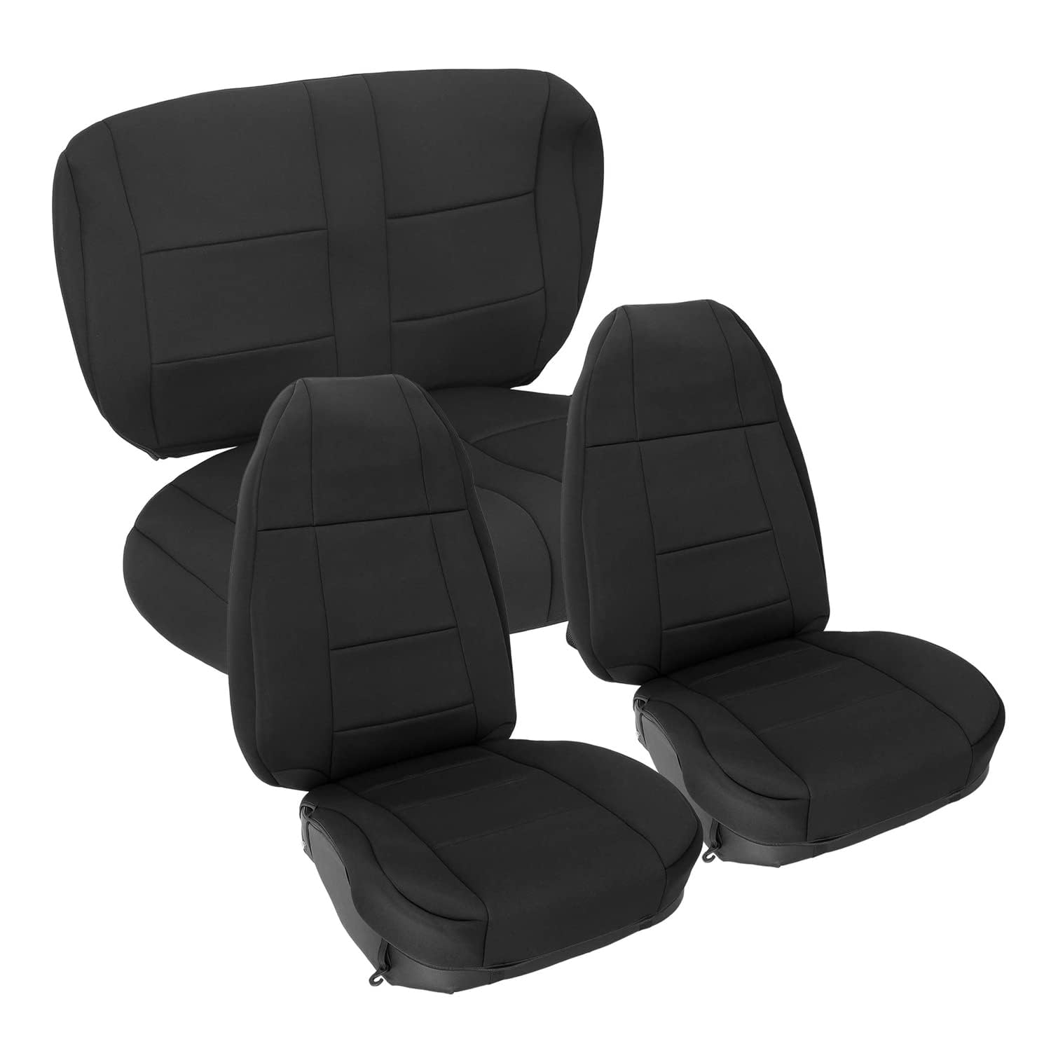 KUAFU Seat Covers Full Set Front and Rear Black Fits Compatible with 1987-1996 Jeep Wrangler YJ 4WD Black Neoprene
