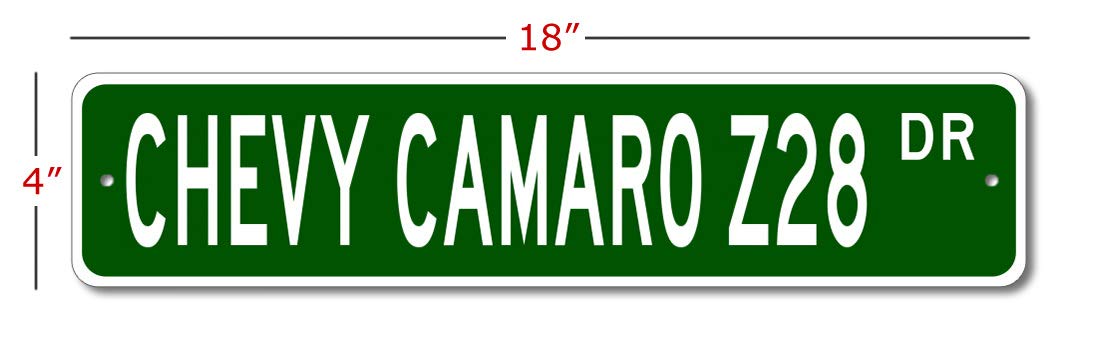 Chevy Camaro Z28 Street Sign, Gm Car Sign, Metal Garage Sign, Novelty Wall Decor - 4X18 Inches