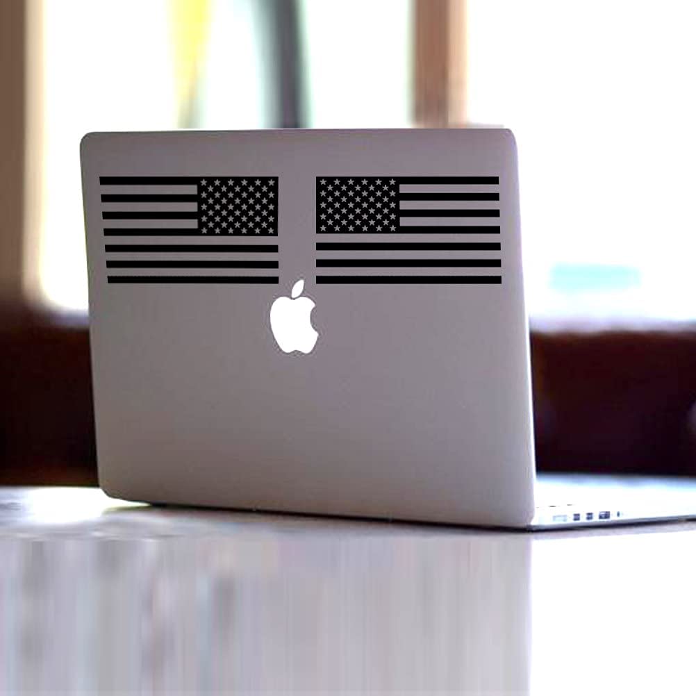 Die Cut Subdued Matte Black American Flag Sticker 3' X 5' Tactical Military Flag USA Decal Great for Car, Hard Hat. Car Vinyl Window Bumper Decal Sticker (1 Pair)