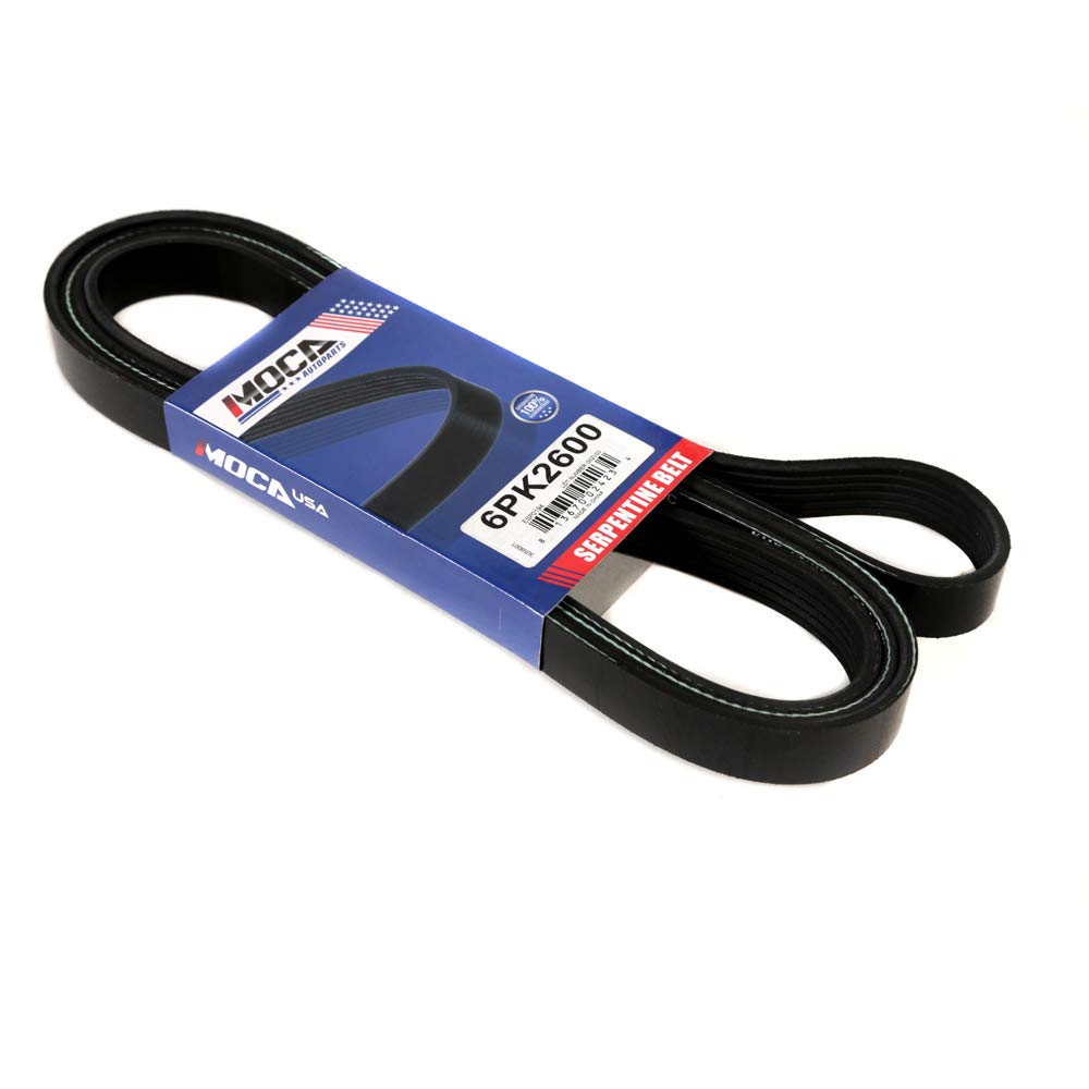 MOCA 6PK2600 EPDM Serpentine Belt for 01-02 Chevy Express 3500 & GMC C3500hd & GMC Savana 3500 8.1L & 93-95 Ford E-250 Econoline