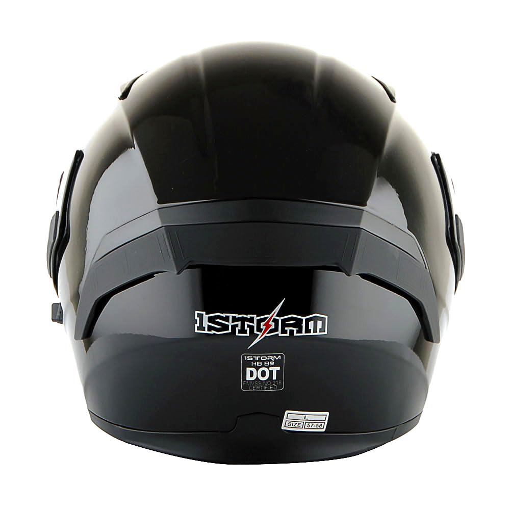 1Storm Motorcycle Modular Full Face Helmet Flip Up Dual Visor Sun Shield: Hb89 Glossy Black