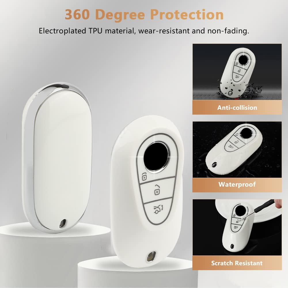 Pifoog Key Cover For Mercedes Benz Bling Keychain 3 Buttons Tpu Keys Fob Case Protector Accessories For 2021-2022 Mercedes-Benz