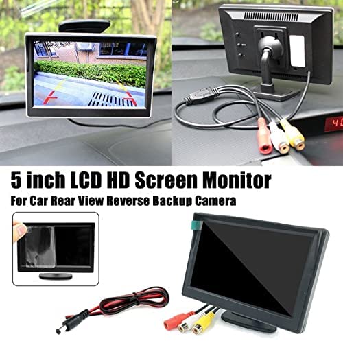 B-Qtech 5 Inch Hd Backup Camera Monitor Only Rear View Reverse Display Screen With Two Brackets, V1/V2 Two Video Input, 12V/24V