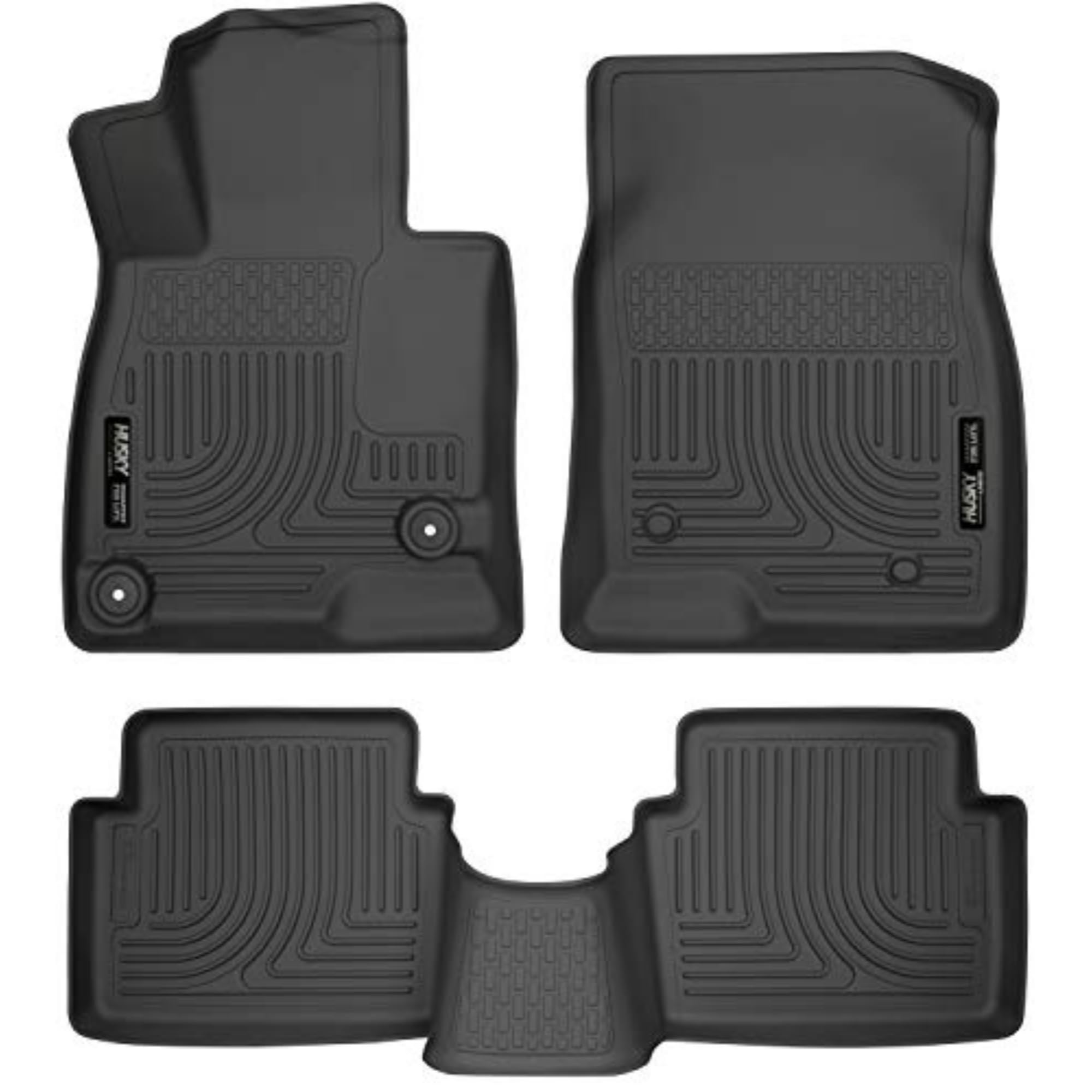 Husky Liners Weatherbeater Floor Mats | Fits 2014-2018 Mazda 3 Hatchback/Sedan | Front & 2Nd Row, 3-Pc Black - 98651