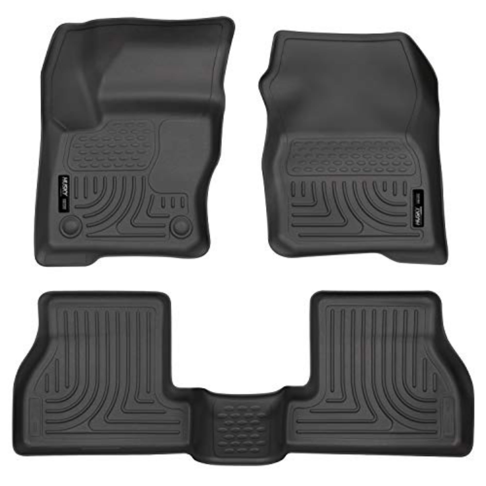 Husky Liners Weatherbeater Floor Mats | Fits 2012-2015 Ford Focus | Front & 2Nd Row, 3-Pc Black - 98771