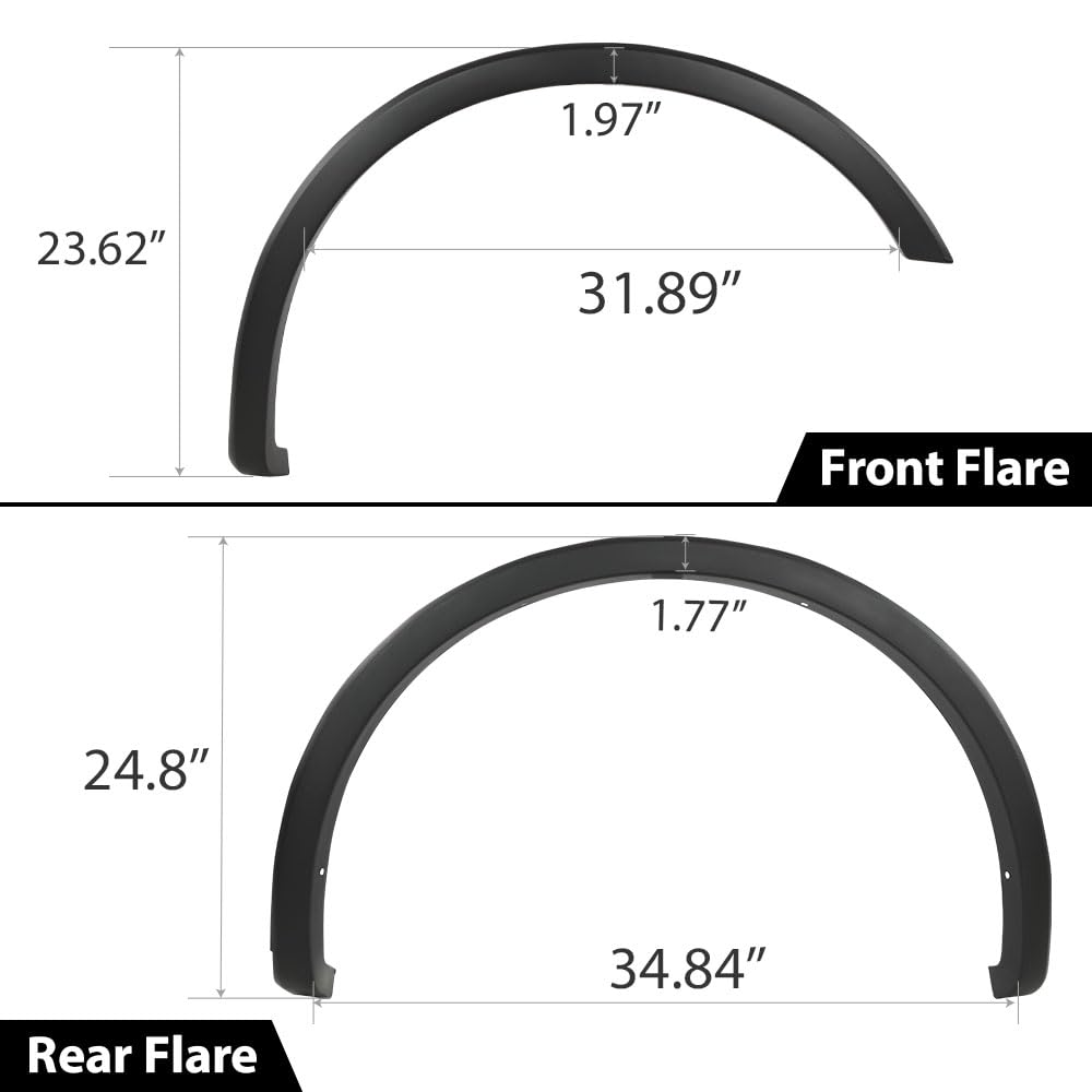 G-Plus Fender Flares Compatible With Ford F150 2018-2020 Black Smooth Paintable 4 Pcs