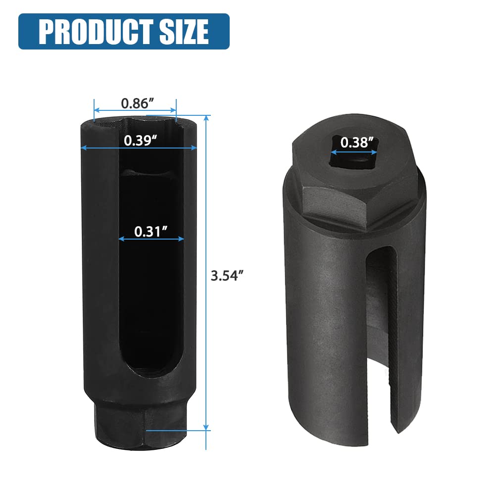 Kedakeji Oxygen Sensor Socket With Side Wire Cutout 3/8-Inch Drive By 7/8-Inch Fits All Vehicle O2 Removal And Installation Offs