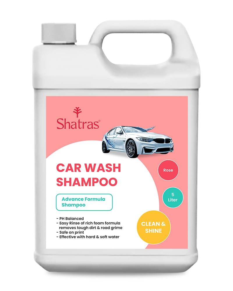 Shatras 5 Ltr Foam Car Wash Shampoo Concentrate - Ph Neutral, Thick Suds With Shine Enhancing Formula - Bubblewash Snow Car Foam