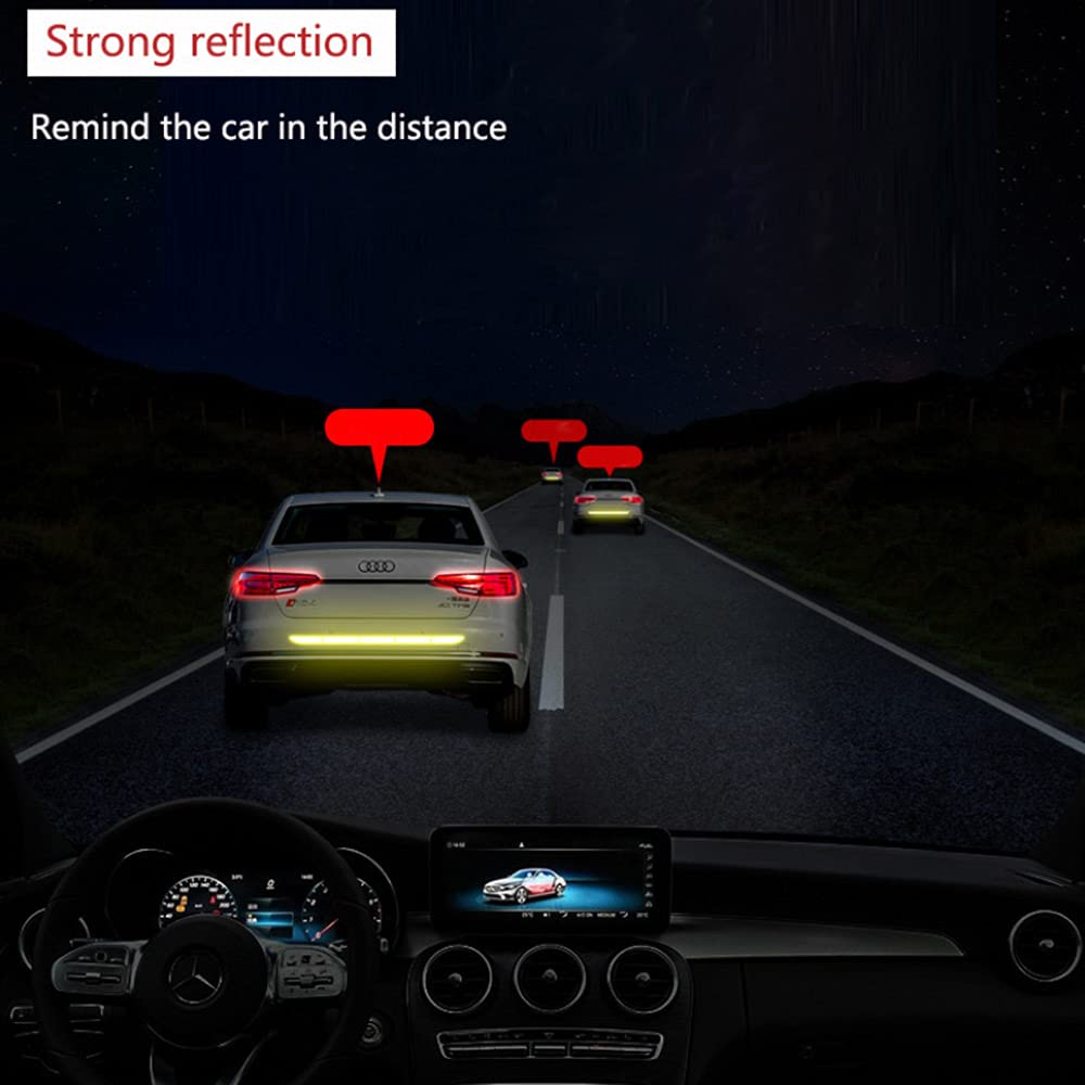 Car Rear Trunk Reflective Strip Fluorescent Green Warning Sticker Secure Reflector Tape Car Styling Decals Accessories 90Cm