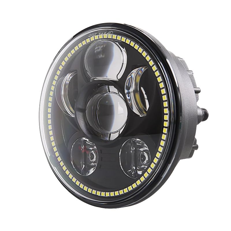 Eagle Lights 8900BG3H-SCOUT Indian Scout Motorcycle LED Headlight with White Halo Ring, Fits 2015+ Scout 60, Scout and Scout Bob