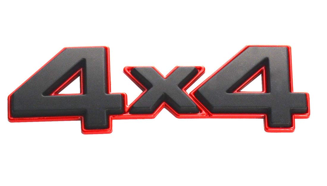 Aimoll 1Pc 4X4 Emblem Badge Nameplate 3D Car Sticker Decal Replacement For Universal Car Rear Tailgate 4 X 4 (Black Red)