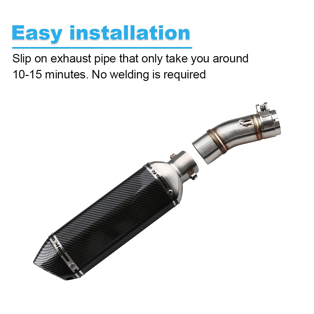 Waterwich Motorcycle Muffler Compatible With Kawasaki Ninja 400 Z400 2018 2019 2020 2021 2022 2023