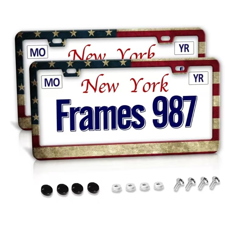 Patriotic License Plate Frame,American Flag License Plate Frame,Flag License Plate Frame US Car Tag Frames Holders Covers Stainl