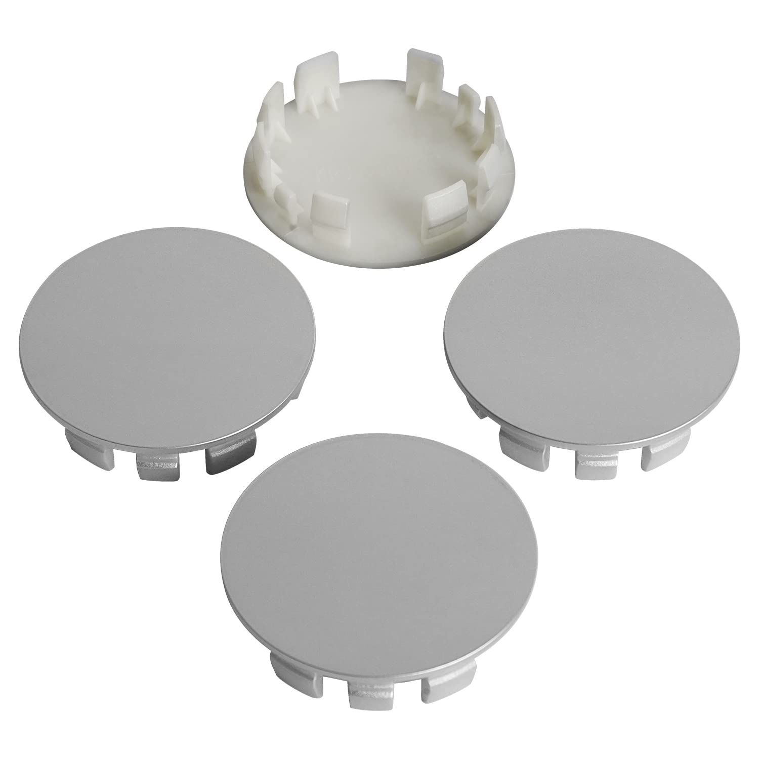 Kitspro 2.4Inch 62Mm Wheel Center Caps, Pack Of 4 (Silver, Outer 62Mm, Inner 56Mm)