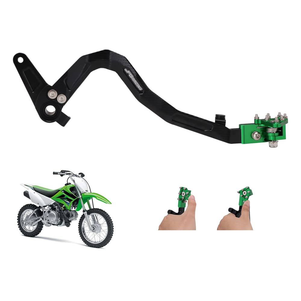 Jfg Racing Brake Pedal Foot Lever For Klx110,Folding Dirt Bike Rear Brake Cnc Forging Aluminum Alloy For Klx 110/Klx110L 2010-2023 Green