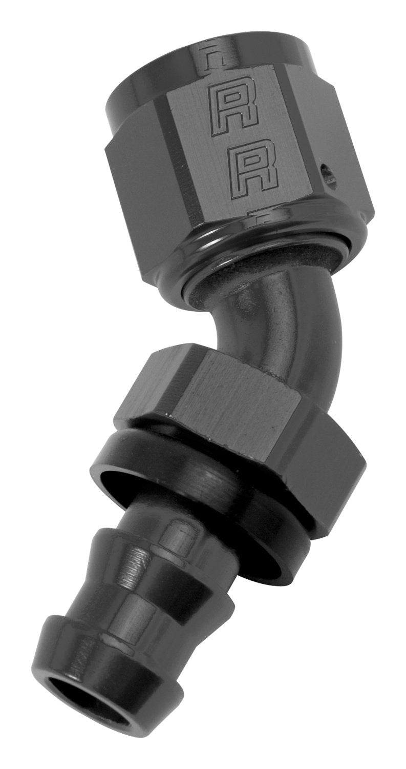 Russell/Edel Hose End Twist Lok 45 Deg -6 Blk Anodized