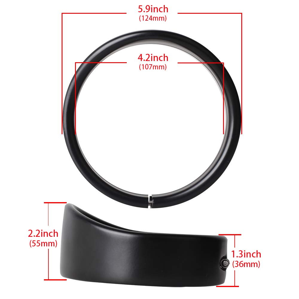 Nthreeauto 4.5 Fog Light Trim Ring Matte Black Passing Lamp Decorate Rings Motorcycle Auxiliary Lights Visor Compatible With 1962-Later Harley (Matte Black)