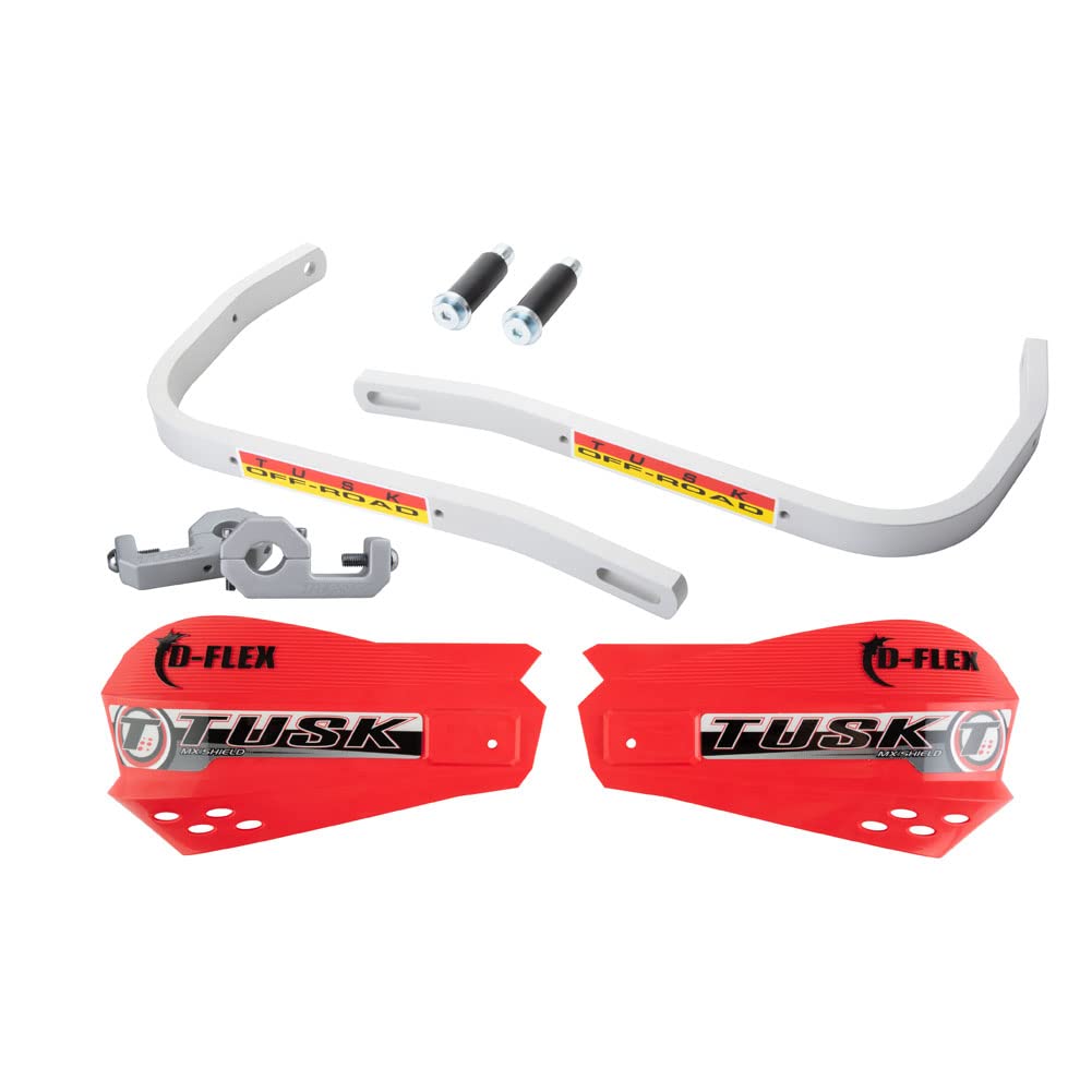 Tusk D-Flex Handguards with MX Shields Red 1 1/8'' Bar Mounts