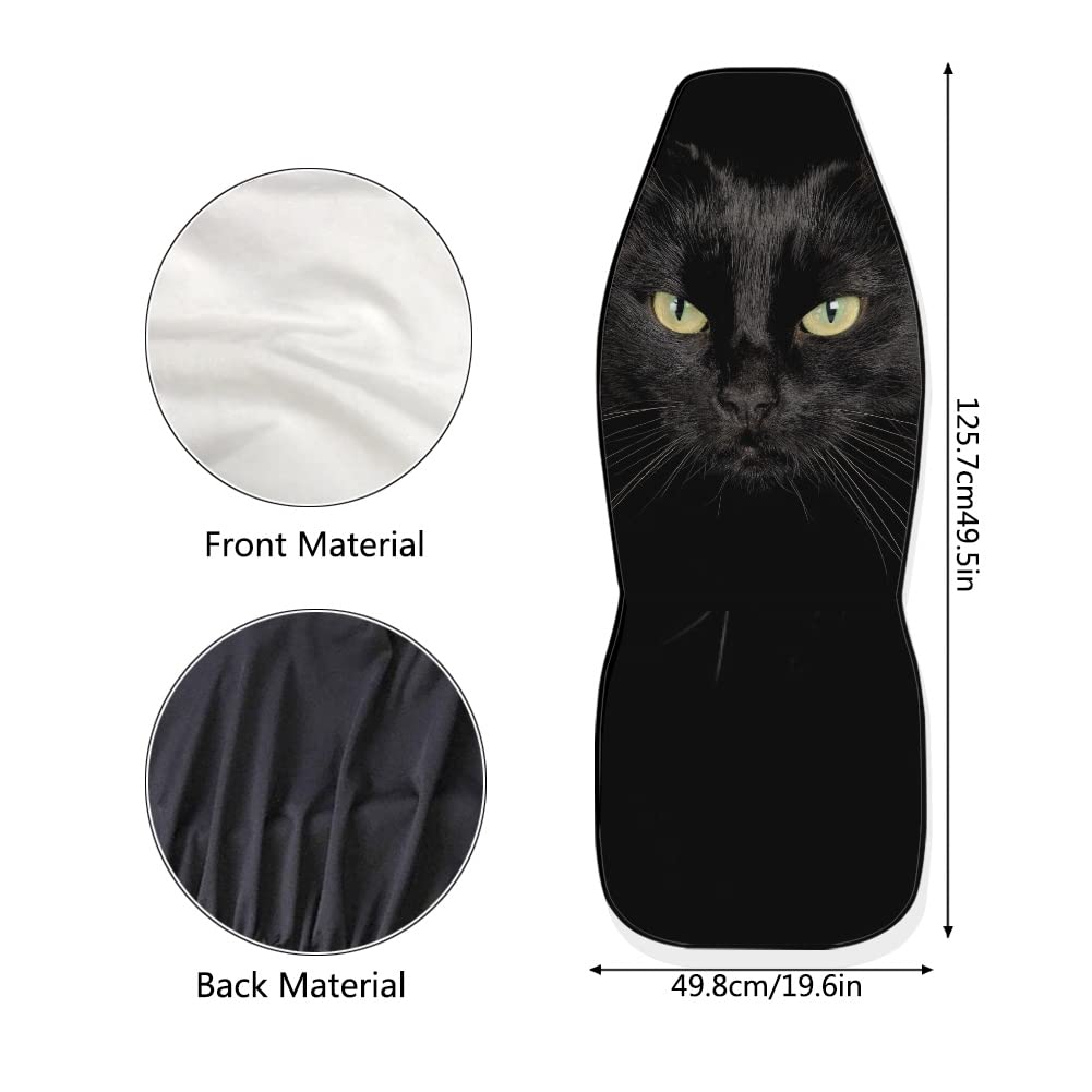 Bigcarjob Durable Washable Black Cat Car Seat Covers 2Pc Front Seat Only Ultra-Soft Universal Auto Drive Seat Protector Cover