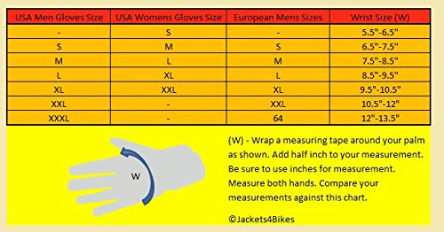Jackets 4 Bikes Men'S Premium Leather Street Motorcycle Protective Cruiser Biker Gel Gloves M