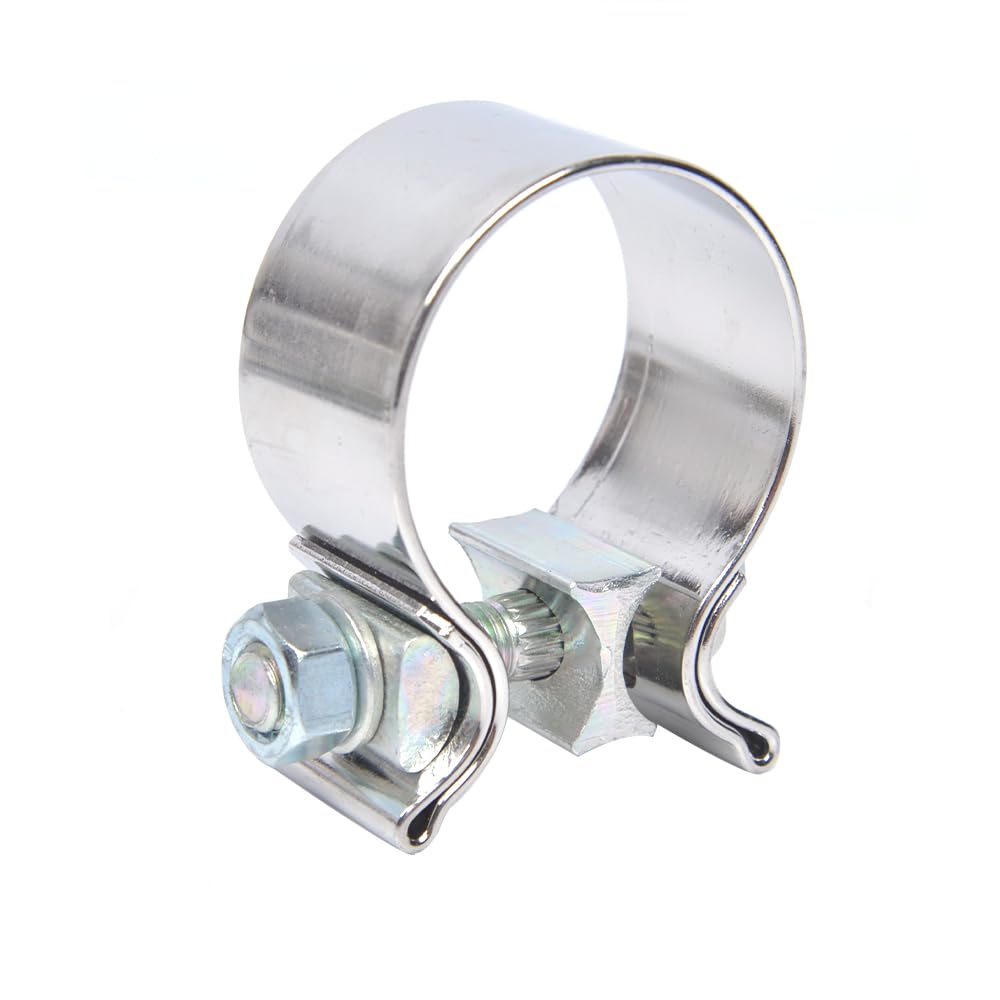 Elifecenter 1.75'' Exhaust Band Clamps T304 Stainless Steel 1-3/4 Inch Exhaust Narrow Lap Butt Clamps(2 Pieces)