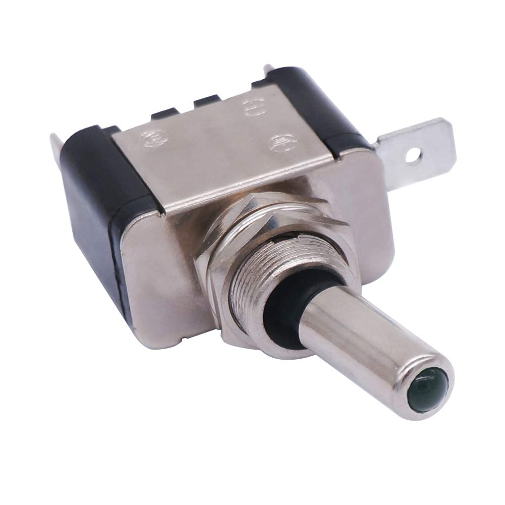 Twidec/3Pcs Rocker Lighted Toggle Switch 12V 20A Heavy Duty Racing Car Automotive Auto Spst On/Off Toggle Switch Green Led Illuminated 3Pin Asw-07Dg